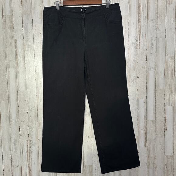 Eileen Fisher Wide Leg Jeans Medium Dark Black Denim 97 Cotton Preppy EUC $188 - Picture 1 of 9